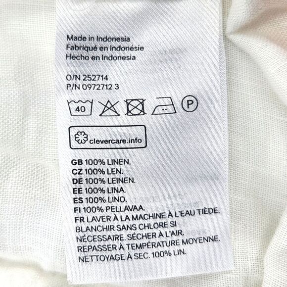 H&M Linen Crop Top Cami Women Size Medium Off White Tie Shoulder Straps Smocked - Picture 6 of 6